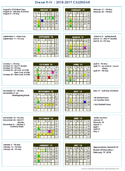 Drexel R-IV School District - Drexel R-IV 2018-2019 Calendar